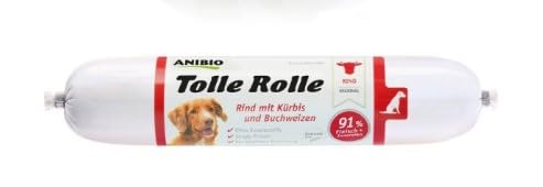 Anibio 8 x Tolle Rolle Rind 400g - Nassfutter für Hunde - mit Kürbis und Buchweizen- Getreidefrei von Anibio