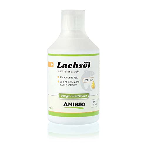 Anibio Lachsöl 500ml Pflege für Haut und Fell Lachsöl Hunde & Katzen - Omega 3 Fettsäuren Omega 6 Fettsäuren, 77311 von Anibio
