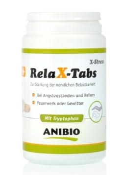 Anibio Relax-Tabs X-Stress 90g - bei Reisen, Angstzuständen, Feuerwerk, Gewitter,Angst mit Tryptophan - für Hunde Anibio Relax-Tabs X-Stress 90g - bei Reisen, Angstzuständen, Feuerwerk, Gewitter,Angst mit Tryptophan - für Hunde von Anibio