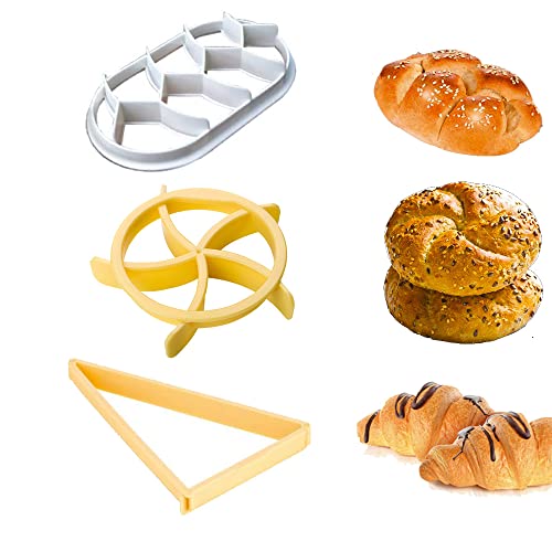 Anicy 3 Stück Brötchenstempel Set - Brotstempel Brot Backen Zubehör, Semmeldrücker für Kaisersemmel Stempel, Brot-Rolle, Croissant-Schneider, Home Brotpresse Form von Anicy