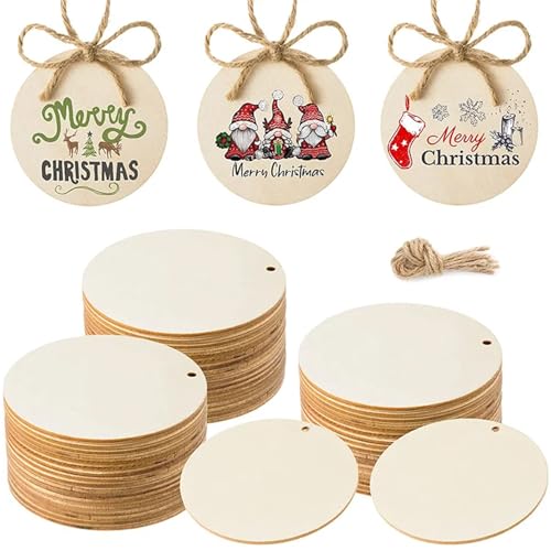 50 Stück Holzanhänger zum Bemalen - Holzscheiben 5cm Holzplättchen Rund Holzscheiben Deko, DIY Handwerk für Hochzeit Geburtstag Weihnachten Valentinstag Geschenkanhänger 50 Stück Holzanhänger zum Bemalen - Holzscheiben 5cm Holzplättchen Rund Holzscheiben Deko, DIY Handwerk für Hochzeit Geburtstag Weihnachten Valentinstag Geschenkanhänger von Anicy