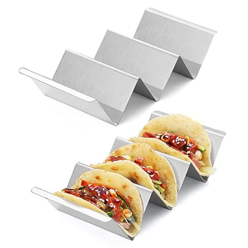 Anicy 2 Stück Taco Halter - Edelstahl Wellenförmiges Taco Halter, Ständer Taco Regalhalterung mit Griffen, Hot Dog Halter von Anicy