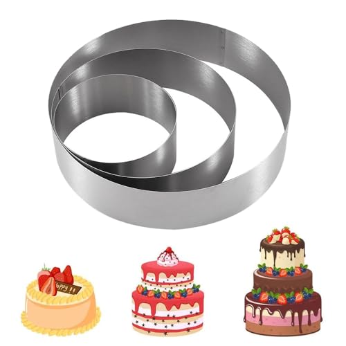 Anicy 3 Stück Tortenring - Edelstahl Tortenring Set, Tortenringe Backformen Rund für Zubereitung von Kuchen und Gebäck, Tortenring Hoch 4,5cm Ø 10/15/20cm von Anicy