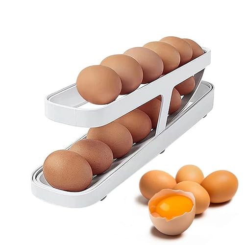 Anicy Eierhalter Kühlschrank - 2 Schichten Automatisch Rollender Eierhalter, Rolldown Eierspender Eier Organizer Für Die Aufbewahrung Im Kühlschrank, Eierablage Für Die Küche von Anicy