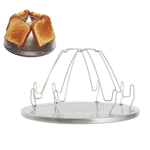 Camping Toaster für Gaskocher - Faltbarer Ständer Edelstahl Toaster für 4 Scheiben, Mini Gasherd Toaster für Outdoor, Picknick, Reisen, Wohnmobile von Anicy