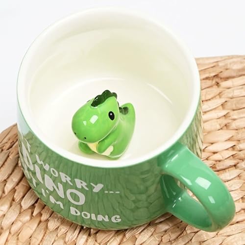 Dino Tasse Geschenk Kindertasse - Lustiges Dinosaurier Tasse Tier Keramik Teetasse Kaffeetasse, 3D Tasse Geburtstagsgeschenk für Jungen Frauen Freunde, 350ml von Anicy