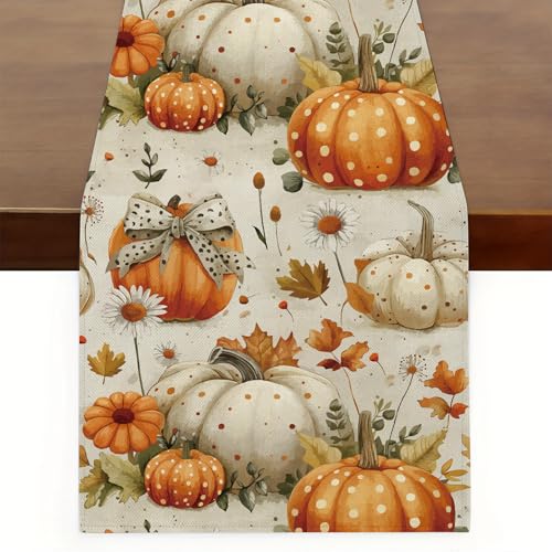Tischläufer Herbst, Herbstdeko Tischdecke, Herbst Dekoration Tischdeko, Herbstkürbis Deko Tischläufer für Herbsto Thanksgiving, Halloween, Autumn Dekoration (180x35cm) von Anicy