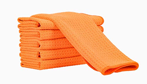 Aniease Geschirrtücher, Mikrofaser, Küchentuch, super saugfähig, schnell trocknend, Waffelgewebe, Geschirrtücher, Set mit 3 Reinigungstüchern, Barhandtuch (Neonorange, 30 x 30 cm) von Aniease