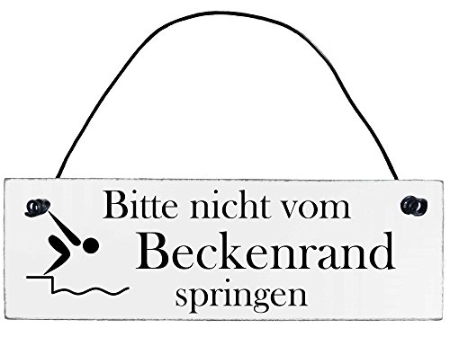 Anika Hermsen-Grallert, HomeYourself Shabby Chic Vintage Schild Bitte Nicht Beckenrand springen Dekoschild Türschild von Anika Hermsen-Grallert, HomeYourself