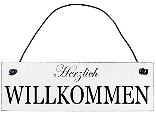 Anika Hermsen-Grallert, HomeYourself Shabby Chic Vintage Schild Herzlich Willkommen Dekoschild Türschild von Anika Hermsen-Grallert, HomeYourself