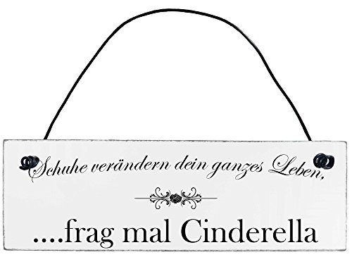 Anika Hermsen-Grallert, HomeYourself Shabby Chic Vintage Schild Schuhe verändern Dein ganzes Leben Cinderella Dekoschild Türschild von Anika Hermsen-Grallert, HomeYourself