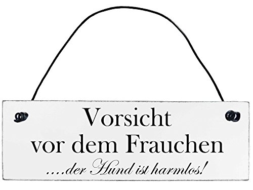 Anika Hermsen-Grallert, HomeYourself Shabby Chic Vintage Schild Vorsicht vor dem Frauchen Dekoschild Türschild von Anika Hermsen-Grallert, HomeYourself