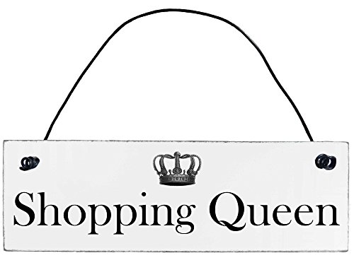 Shabby Chic Vintage Schild Shopping Queen Dekoschild Türschild von Anika