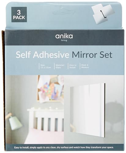 Anika 60960 Selbstklebende quadratische Spiegel, 15 cm, vielseitig und funktional, 3 Stück von Anika