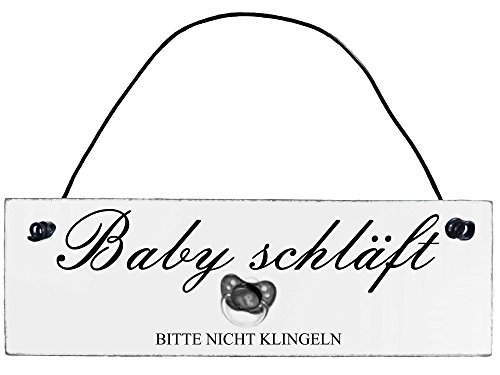 Anika Hermsen-Grallert, HomeYourself Shabby Chic Vintage Schild Baby schläft Dekoschild Türschild von Anika