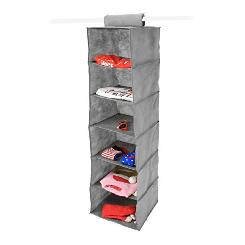 Anika Kleiderschrank mit 10 Taschen, mit Befestigungsschlaufe oben, Textil, grau, 6 Shelf von Anika