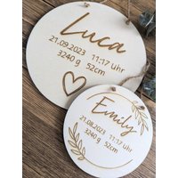 Namensschild Kind Baby Geburt Geschenk Taufe Geburtsdaten von AnikasKreativwelt
