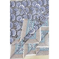 Floral Block Print Tischdecke Mit Servietten, Baumwolle Cambric Ess-Set von AnilTextilesARANG