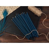 Set Von 10-100 Stück Blaue Dünne Verjüngung 18 X 0, 5 cm Reiner Honig Bienenwachs Ritual Altar Kirchenkerzen Farbige Handgemachte Altarkerze von Animacraftcandles