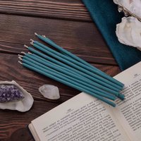 Set Von 10-100 Stück Himmelblau Natur Schmal Zulaufend 18 X 0, 5 cm Reiner Honig Bienenwachs Ritual Altar Kirchenkerzen Farbige Handgemachte von Animacraftcandles