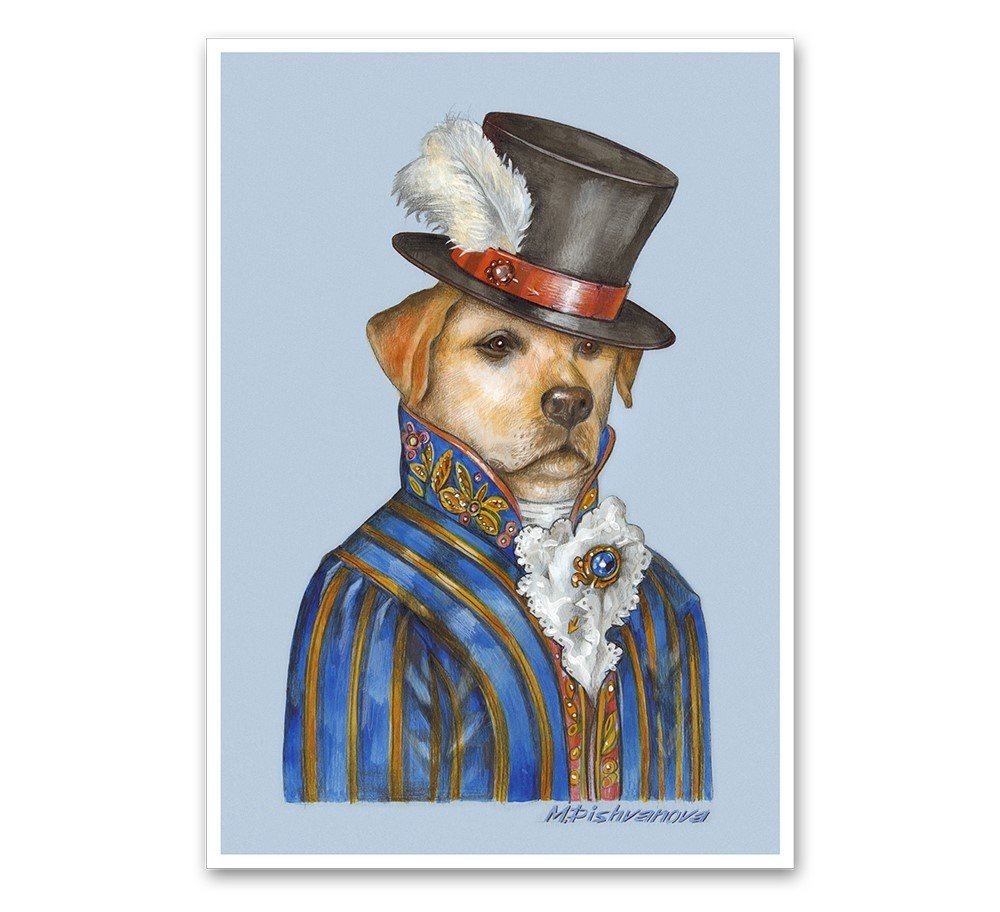 Animal Century Kunstdruck Dandy Labrador - Kunstdruck mit einem Gentleman Hund, Hund, Abmessung: 27,9 x 42 cm / Stärke: 300 g/m² von Animal Century