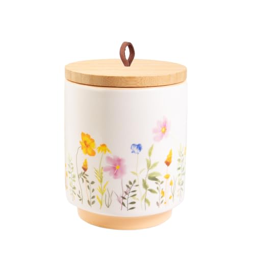 Animal Tree Keramik Tierurne Frühlingszauber, personalisierbare Tierurne mit Holzdeckel für Hunde und Katzen (M) von Animal Tree