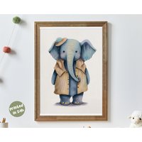 Ellie Der Elefant I Safari Abstrakt Und Minimalistisch Kinderzimmer Dekor Einfache Tier Zeichnung Gedruckte Kunst Retro Poster Whimsy Afrika von Animalismus