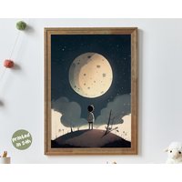 Daydreaming | Minimalist Moon Wall Art For Kids Soft Space Nursery Poster Whimsical Boy & Sky Print Retro Dreamy Decor I Theme Daydreaming | Minimalist Moon Wall Art For Kids Soft Space Nursery Poster Whimsical Boy & Sky Print Retro Dreamy Decor I Theme von AnimalismusCo