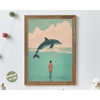 Dolphin & Friend Poster I Nautical Kids Wall Art Dreamy Ocean Print For Nursery Whimsical Artwork Coastal Room Decor Dolphin & Friend Poster I Nautical Kids Wall Art Dreamy Ocean Print For Nursery Whimsical Artwork Coastal Room Decor von AnimalismusCo