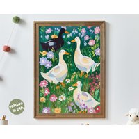 Ducks in Flower Field I Vintage Style Nursery Wall Art Oil Painting Animal Print Pastoral Duck Poster For Baby Room Or Kids Decor Ducks in Flower Field I Vintage Style Nursery Wall Art Oil Painting Animal Print Pastoral Duck Poster For Baby Room Or Kids Decor von AnimalismusCo