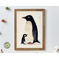 Penguins Nursery Poster I Minimalist Penguin Wall Art For Kids Baby Animal Print Scandinavian Style Decor Parent & Child von AnimalismusCo