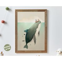 Whale & A Boat I Ocean Adventure Nursery Wall Art | Dreamy Print For Kids Room Marine Life Poster Coastal Theme von AnimalismusCo