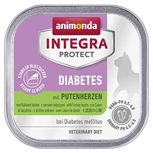 animonda Integra Protect Diabetes Katze, Diät Katzenfutter, Nassfutter bei Diabetes mellitus, mit Putenherzen, 16 x 100 g von Animonda Integra Protect