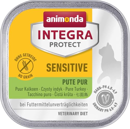 animonda INTEGRA PROTECT Sensitive Pute Pur (16 x 100 g), Katzen Diätfutter bei Futtermittelallergie, sensitives Katzenfutter für allergische Katzen, Katzennassfutter ohne Getreide von Animonda Integra Protect