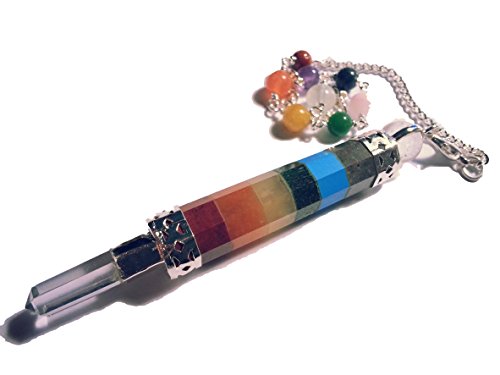 Animus Imperat Dreigliedriges 7 Chakra Pendel aus Einzeledelsteinen mit Bergkristall Kugel und Spitze von Animus Imperat