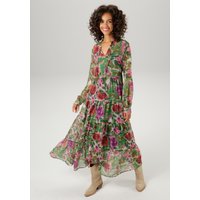 Aniston CASUAL Maxikleid mit Jersey-Unterkleid, mit farbharmonischem Blumendruck im Batik-Look von Aniston Casual