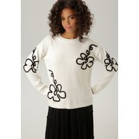 Aniston CASUAL Strickpullover, mit extravaganten Blüten-Applikationen von Aniston Casual