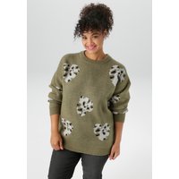 Aniston PLUS Strickpullover, mit eingestrickten Herzchen in Animalprint von Aniston Plus