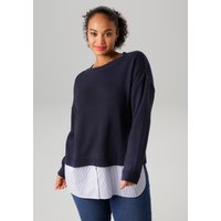 Aniston PLUS Strickpullover, mit gestreiftem Bluseneinsatz am Saum von Aniston Plus