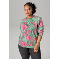 Aniston PLUS Sweatshirt, mit großflächigen, grafischen Blumen bedruckt von Aniston Plus