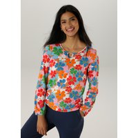 Aniston SELECTED Langarmshirt, mit Cut-out und farbenfrohem Blütendruck von Aniston Selected