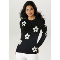 Aniston SELECTED Strickpullover, mit eingestricktem Blumenmuster allover - NEUE KOLLKTION von Aniston Selected
