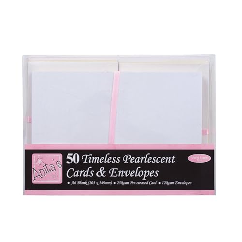 Anita's Blanko Karten & Umschläge, A6, Zeitloser Perlglanz, 50 Stück, für Zuhause, Hochzeit, Geburtstag, Weihnachten, Dankeschön, Kunst & Handwerk, Scrapbooking-Zubehör, Babyparty, Kartenherstellung von Anita's
