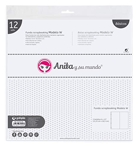 Anita & Seine Welt Scrapbooking-Hüllen, Polypropylen Glas, 2 Taschen à 15,2 x 30,5 cm, Polyester, Typ W, 30,5 x 30,5 cm von Anita y Su Mundo