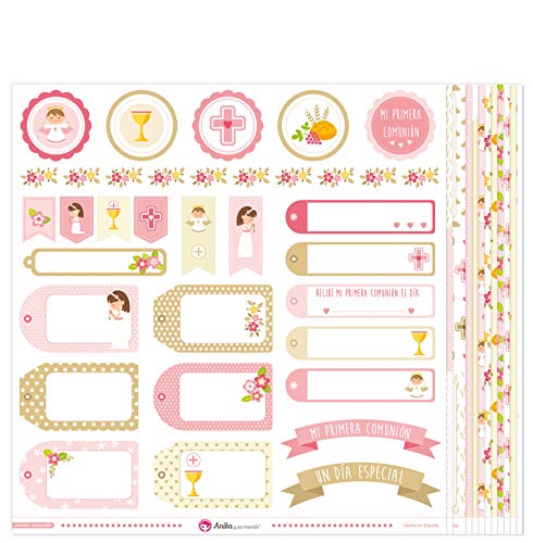 Anita & Seine Welt Set 13 Papiere Scrapbooking Kollektion Erstkommunion, 12 x 12 Zoll, Rosa von Anita y Su Mundo