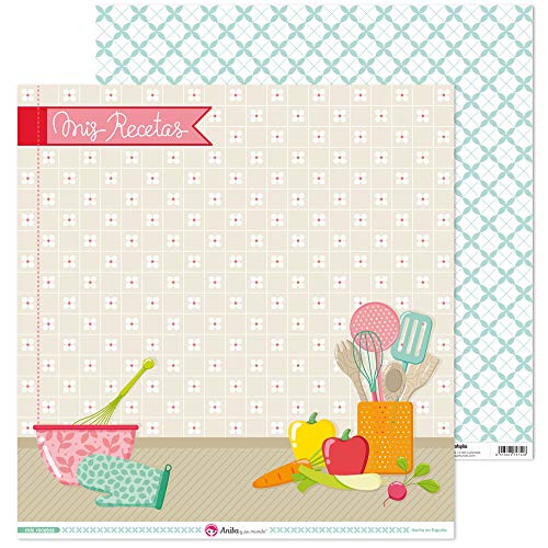 Anita y Su Mundo 37018665 Colección Mis Recetas Scrapbooking-Papier, Layout meine Rezepte, 30.5 x 30.5 cm von Anita y Su Mundo