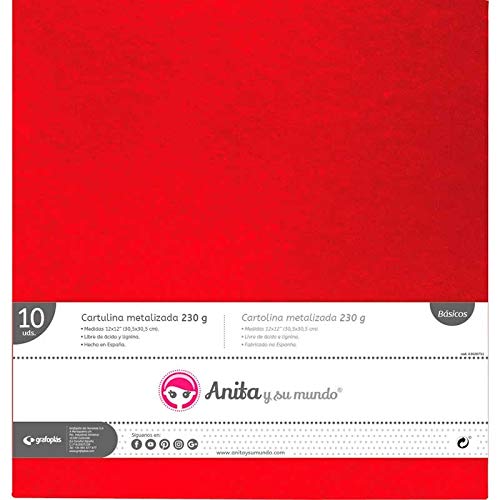 Anita y Su Mundo Karton, Rot, Metallic, 30,5 x 30,5 cm, 10 Stück von Anita y Su Mundo