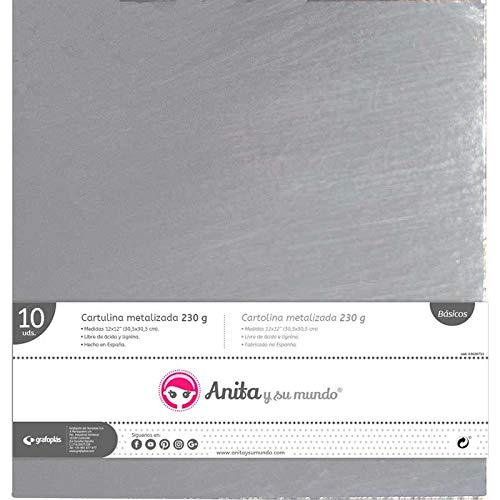 Anita y Su Mundo Karton, Silbermetallic, 30,5 x 30,5 cm, 10 Stück von Anita y Su Mundo