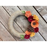 Herbst Kranz, Sackleinen Filz Blumenkranz, Thanksgiving Dekor, Dekor von AnitaRexDesigns