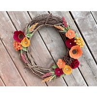 Herbstkranz, Filz Blumenkranz, 18 Zoll Kranz von AnitaRexDesigns